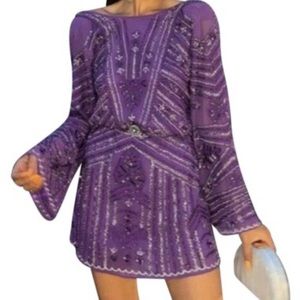 Zara beat Short dress or long blouse purple collar new with tags